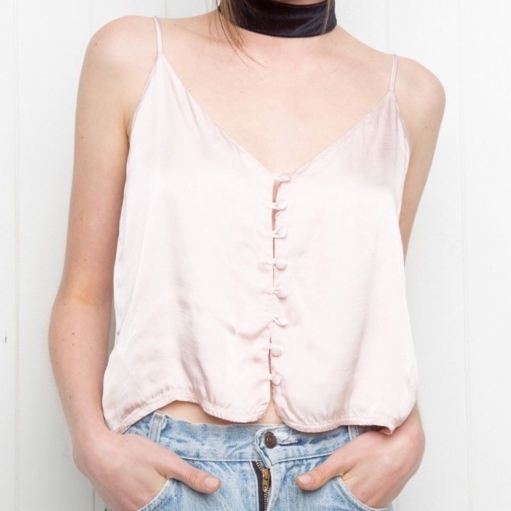 BRANDY MELVILLE PINK SILK TOP OS